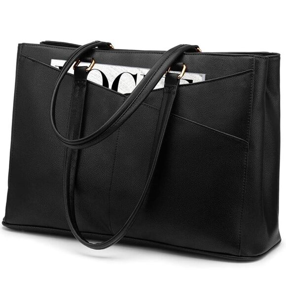 LOVEVOOK Handbags - Laptop Tote Bag for Women 15.6 Inch Waterproof Leather Computer Bags